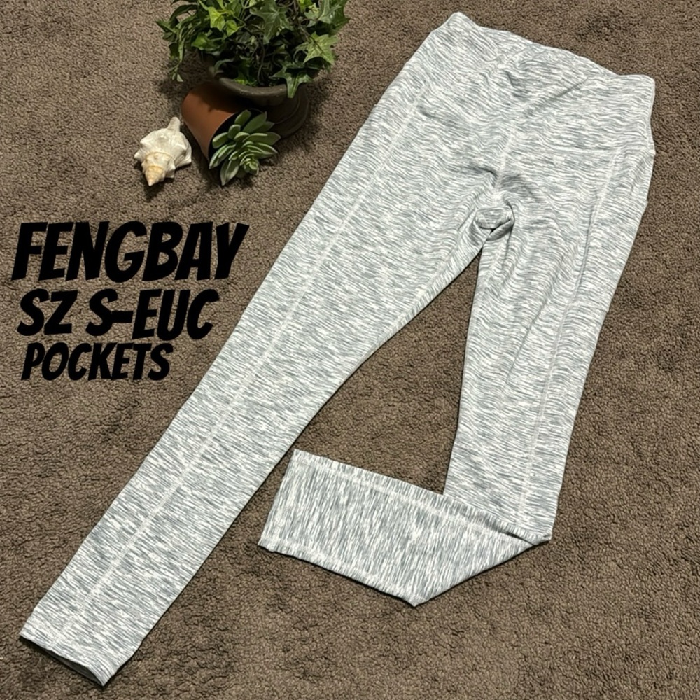 Fengbay WorkOut Tights-Sz S-White & Gray-Pockets-EUC
